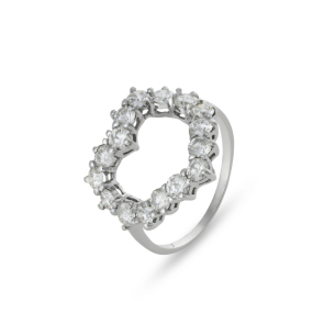 Anel Coração com Diamantes em Ouro Branco 18K  