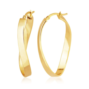 Brinco argola de ouro amarelo 18k torcida