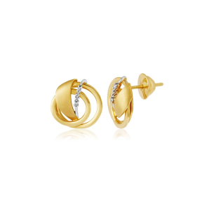 Brinco Redondo Fosco em Ouro Amarelo 18K e Diamante - 02.3787.4.002_OA
