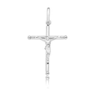 Pingente de ouro 18k crucifixo com Cristo ouro branco