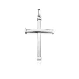 Pingente Cruz em Ouro Branco 18K