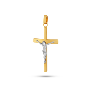 Pingente Crucifixo em Ouro Amarelo e Ouro Branco 18K