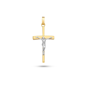 Pingente Crucifixo em Ouro Amarelo e Ouro Branco 18K