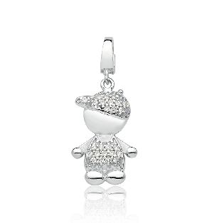 Pingente Ouro Branco com Diamantes - 18k