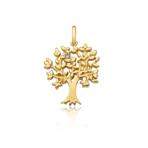 Pingente Árvore da Vida em Ouro Amarelo 18k com Diamante