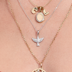Pingente Espírito Santo em Ouro Branco 18k com Diamantes