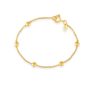 Pulseira infantil bolinhas ouro 18k