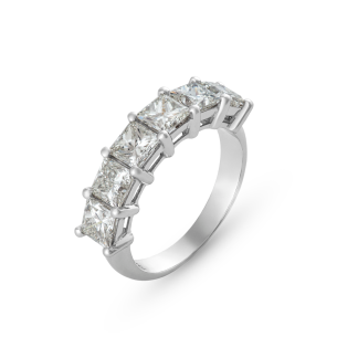 Meia Aliança em Ouro Branco 18k com Diamantes