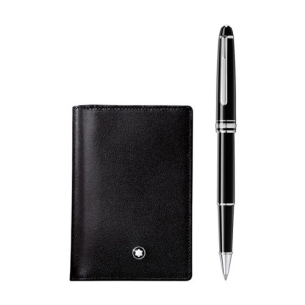 Conjunto Montblanc Meisterstuck Platinum Classique e Porta-cartões de vistica