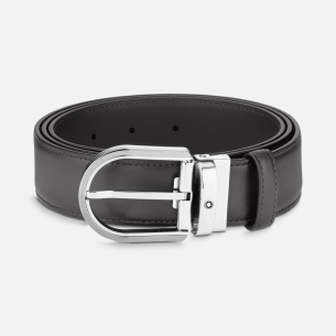 Cinto Montblanc Horseshoe Buckle Gray 35 mm Leather