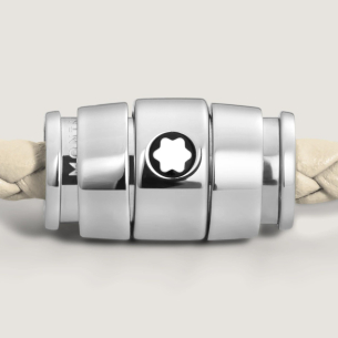 Pulseira Montblnac Steel 3 Rings Meisterstück Collection in Cloudy Beige Leather