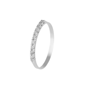 Aliança em Ouro Branco 18K com Diamantes