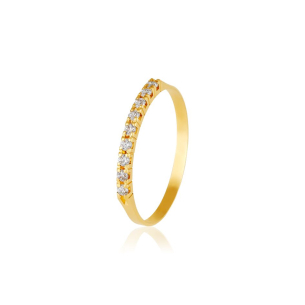 Meia aliança de ouro amarelo com Diamantes - 18k