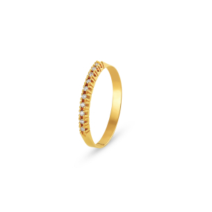 Meia Aliança  em Ouro Amarelo 18K com Diamantes 