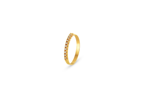 Meia Aliança com Diamantes em Ouro Amarelo 18K 