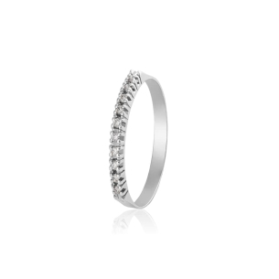 Anel em Ouro Branco 18K com Diamantes 