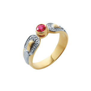 Anel de Formatura em Ouro Amarelo E Ouro Branco 18K com Rubi 