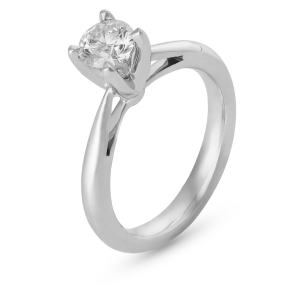 Anel Solitário  em Ouro Branco 18K com Diamante  