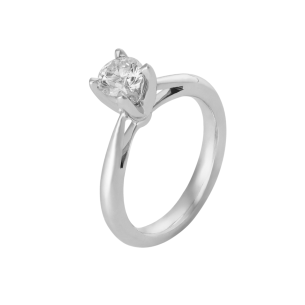 Anel Solitário  em Ouro Branco 18K com Diamante  