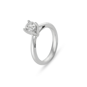 Anel Solitário com Diamante em Ouro Branco 18K 