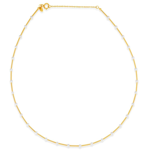 Gargantilha fio ouro amarelo com Pérolas - 18K