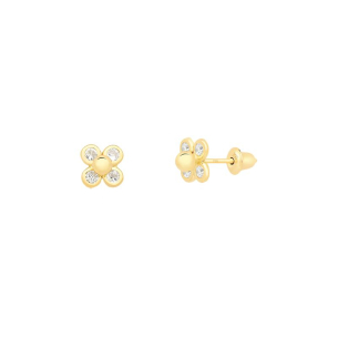 Brinco Infantil em Ouro Amarelo 18K com Zircônia  