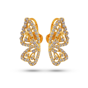 Brinco Asa de Borboleta em Ouro Amarelo 18k com Diamantes