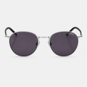 Óculos de Sol Montblanc Round with Silver-Colored Metal Frame - Prata