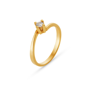 Anel Solitário com Diamante em Ouro Amarelo 18K