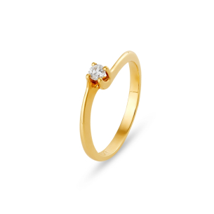 Anel Solitário com Diamante em Ouro Amarelo 18K