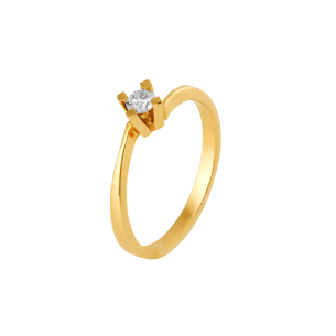 Anel Solitário em Ouro Amarelo 18K com Diamante 