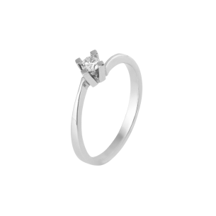 Anel Solitário em Ouro Branco 18K com Diamante 