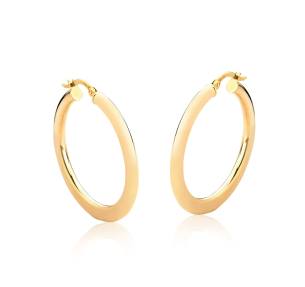 Brinco argola de ouro - Achatada fosca - 18k