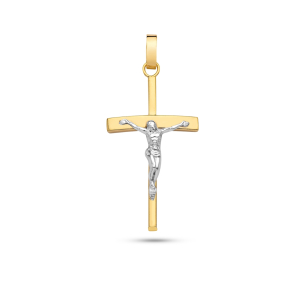 Pingente Cruz em Ouro Amarelo 18K e Ouro Branco 18K
