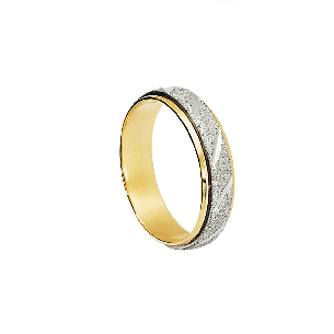 Aliança de ouro 18k abaulada fosca diamantada 5mm