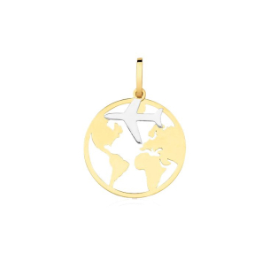 Pingente de ouro amarelo 18k com aplique em ouro branco