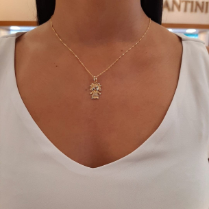 Pingente de Ouro amarelo Menina com Diamantes - 18K