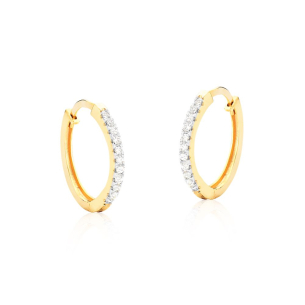 Brinco argola de ouro amarelo com 0,11 ct de Diamantes - 18K