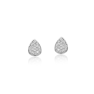Brinco em Ouro Branco 18K com Diamantes em Pavê  