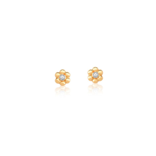 Brinco infantil em Ouro Amarelo 18K com Diamantes  