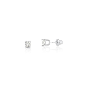 Brinco em Ouro Branco 18K com Zircônia  