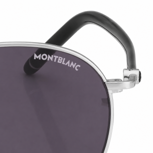 Óculos de Sol Montblanc Round with Silver-Colored Metal Frame - Prata