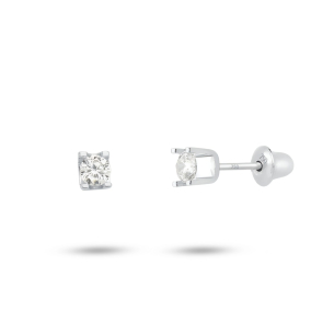 Brinco em Ouro Branco 18K com Zircônia  