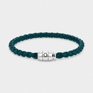 Pulseira Montblanc Meisterstück Collection Steel 3-Ring Cyprus Blue Leather - Azul