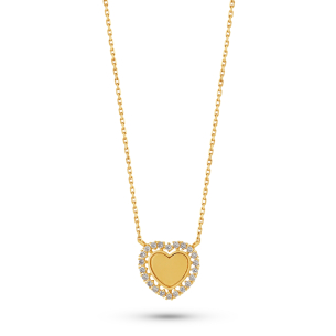 Gargantilha Coração em Ouro Amarelo 18k com Diamantes