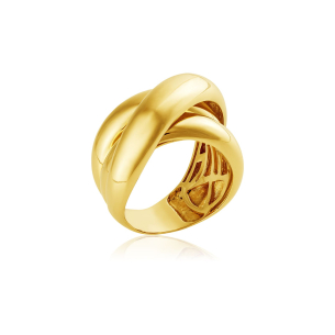 Anel de ouro amarelo com aros entrelaçados - 18K