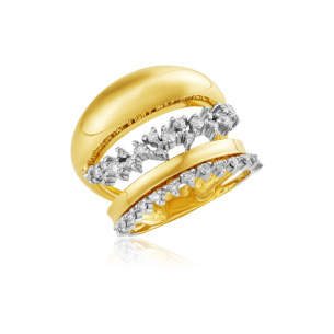 Anel de ouro amarelo aros com Diamantes - 18K