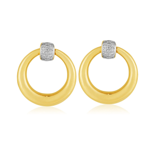 Brinco Argola em Ouro Amarelo 18K com Diamantes  