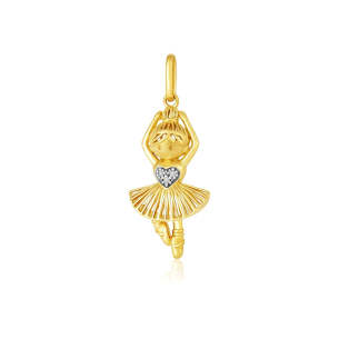 Pingente de ouro amarelo 18k bailarina com Diamantes