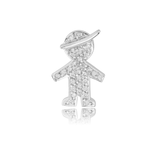 Pingente de ouro branco 18k menino com 0,15 ct de Diamantes